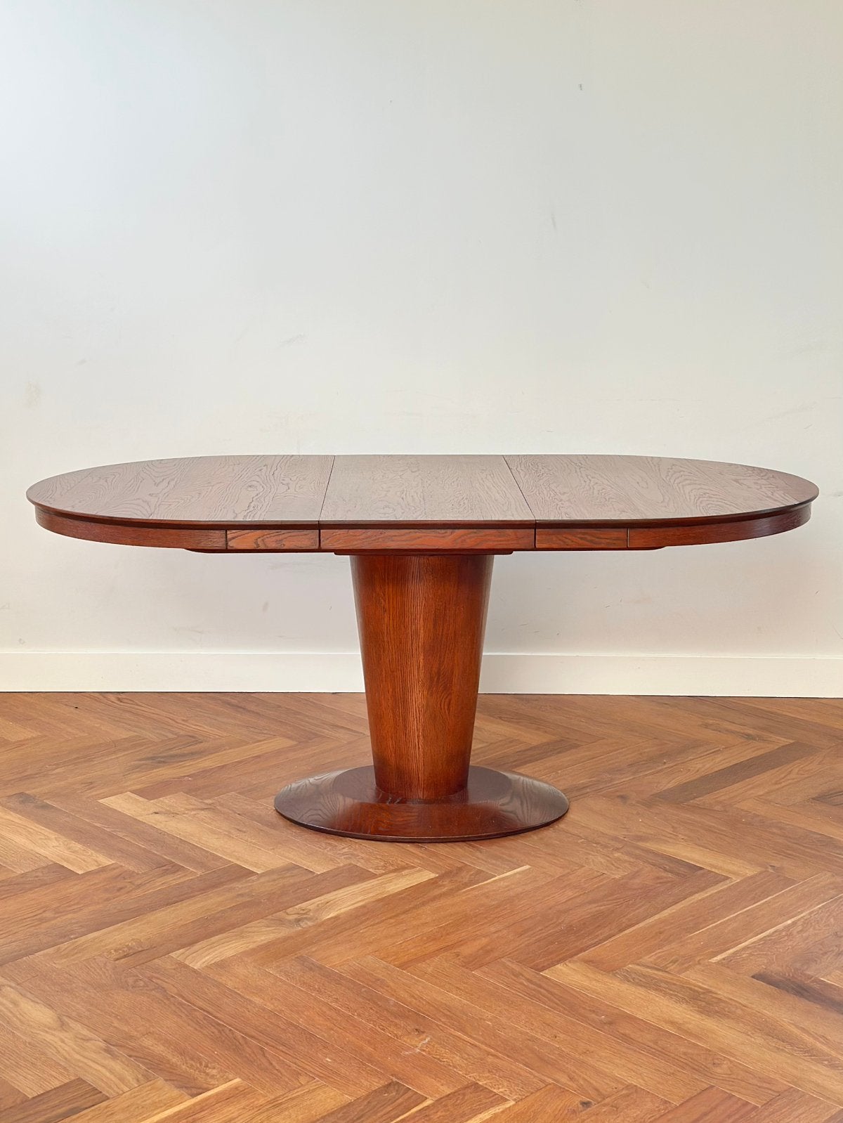 Vintage eettafel design hout ovaal poot jaren 50/60/70/80, Ophalen, 50 tot 100 cm, Vijf personen of meer, 200 cm of meer