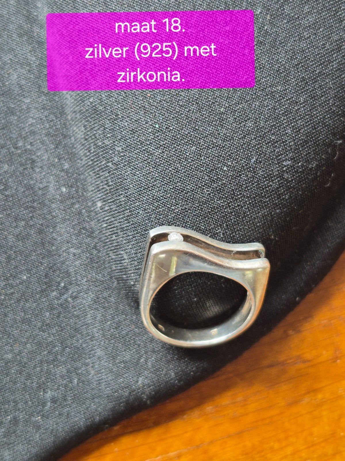 Zilveren ring (925) met zirkonia - Maat 18, Ophalen of Verzenden