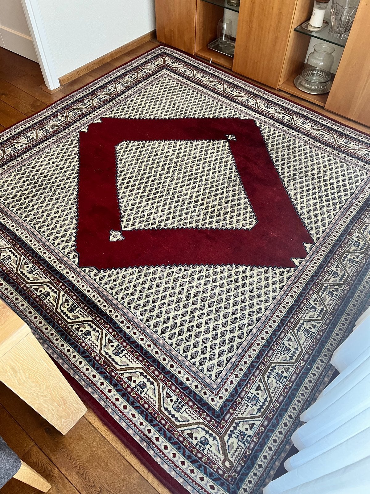 Perzisch tapijt - Rood, beige, blauw, Huis en Inrichting, Ophalen, Gebruikt, 200 cm of meer, 200 cm of meer