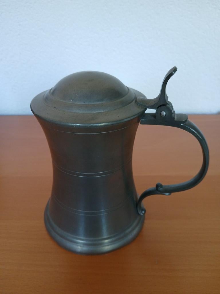 tinnen bierpul met deksel, Ophalen of Verzenden