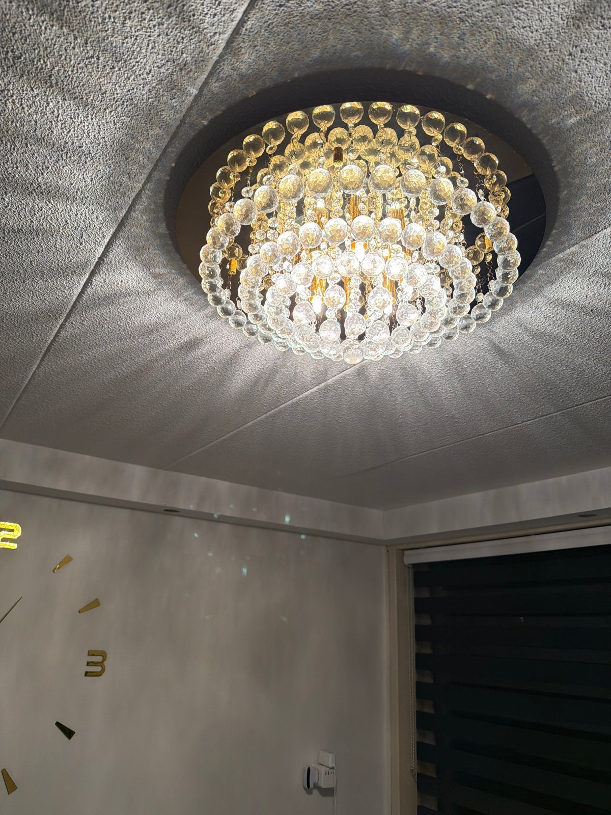 Luxe Kristallen Plafondlamp - Modern Design, Ophalen of Verzenden, Zo goed als nieuw, Glas, Overige fittingen