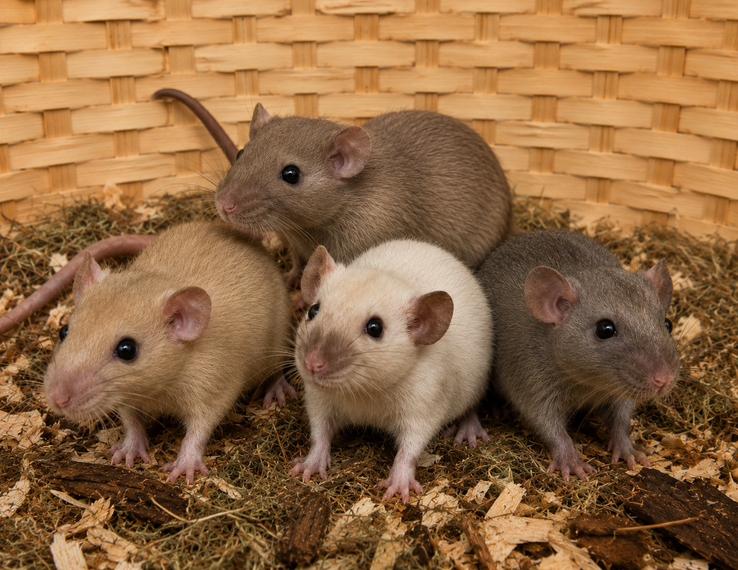 Jonge sociale, tamme ratten ( vrouw, dumbo, van de fokker), Dieren en Toebehoren, Knaagdieren, Rat, April, Vrouwelijk, Tam