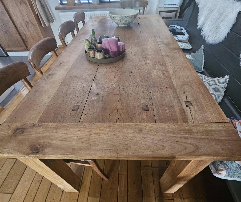 Eettafel, Ophalen, Gebruikt, Teakhout, 200 cm of meer