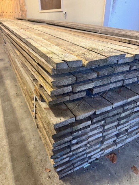Sloophout in lange lengtes (9,5 x 2,4 x 540 cm), Doe-het-zelf en Verbouw, Hout en Planken, Gebruikt, Minder dan 25 mm, 300 cm of meer