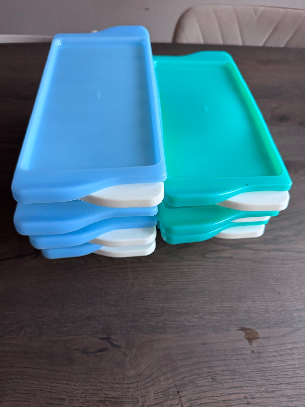 Babyvoeding invriesbakjes - 8 stuks (blauw/groen), Ophalen of Verzenden, Gebruikt, Bewaarbakje
