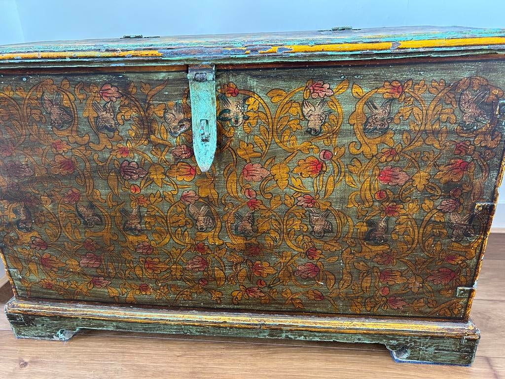 Oude beschilderde kist, Ophalen, Gebruikt, 50 tot 100 cm, 50 tot 75 cm