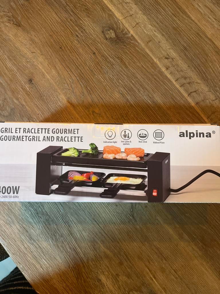 Alpina Gourmetgrill en Raclette - Nieuw in doos, Ophalen of Verzenden, Nieuw, 4 t/m 7 personen