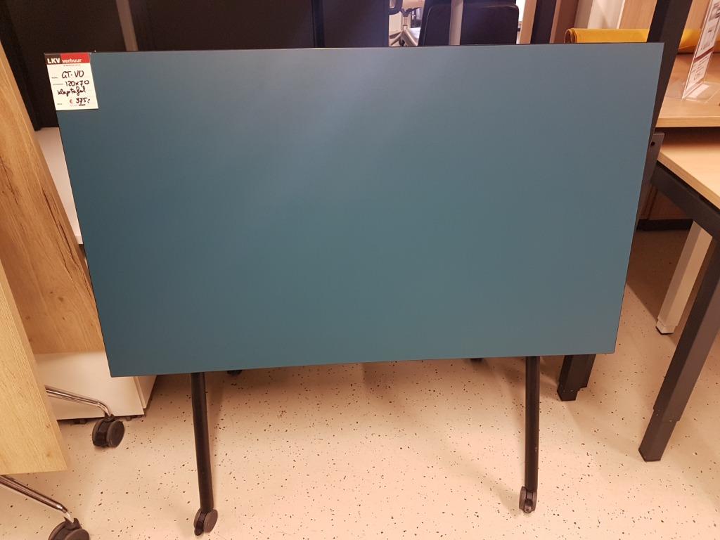 Klaptafel 120*70cm, verrijdbaar, kleur zwart/blauw, Ophalen, Overige houtsoorten, 100 tot 150 cm, 50 tot 100 cm