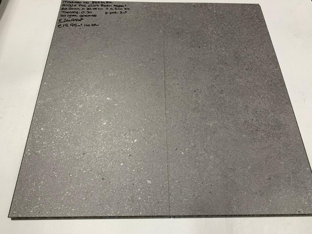 Pvc click Rigid Tegel Laminaat Beton Argent 4,2mm dik, 75 m² of meer, Pvc click tegel model, Nieuw, Ophalen of Verzenden