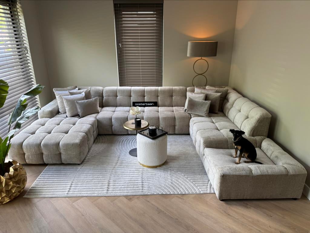 Luxe Velvet Teddy U-bank Yently + Dog Option NIEUW Uniek NEW, Info@oosterbaanwonen.nl, Venus 31 8448CE Heerenveen, Hoekbank, Ophalen of Verzenden