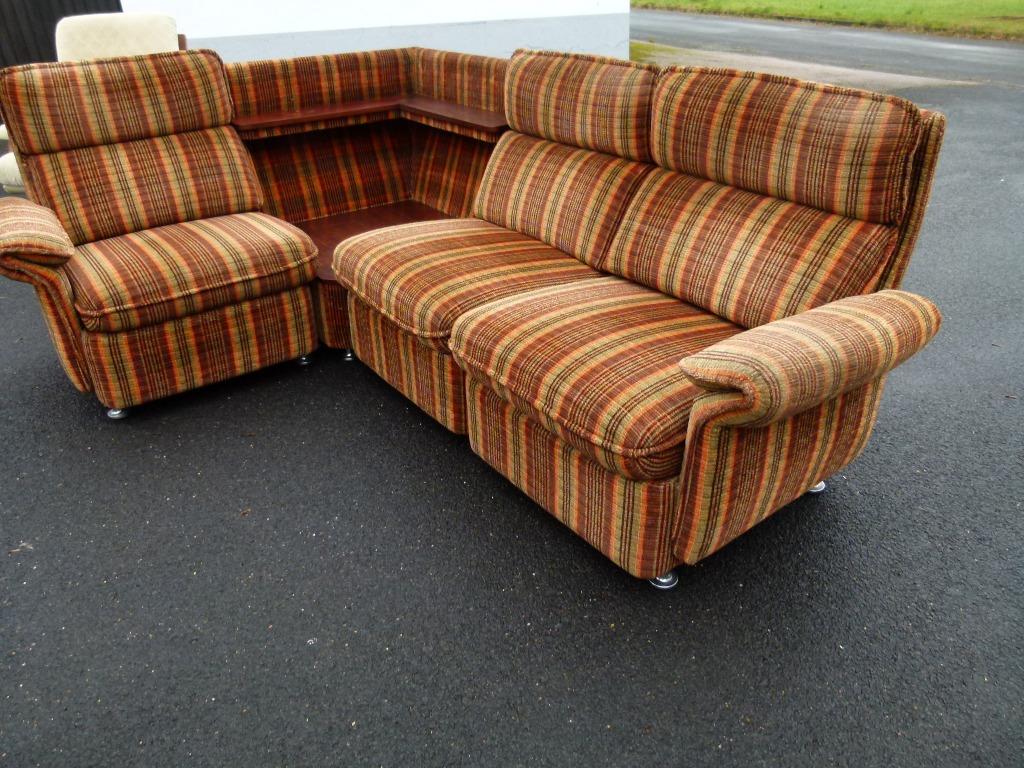 vintage modulaire zitgroep 4-delig 70er jaren, Huis en Inrichting, Banken | Complete zithoeken, Ophalen, Zo goed als nieuw, Stof