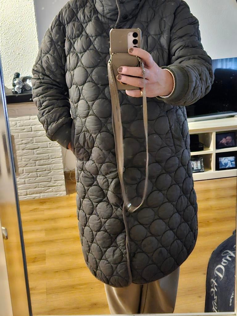 Anna Blue Olijfgroene gewatteerde jas - Maat48, Kleding | Dames, Jassen | Zomer, Zo goed als nieuw, Maat 38/40 (M), Groen, Ophalen of Verzenden