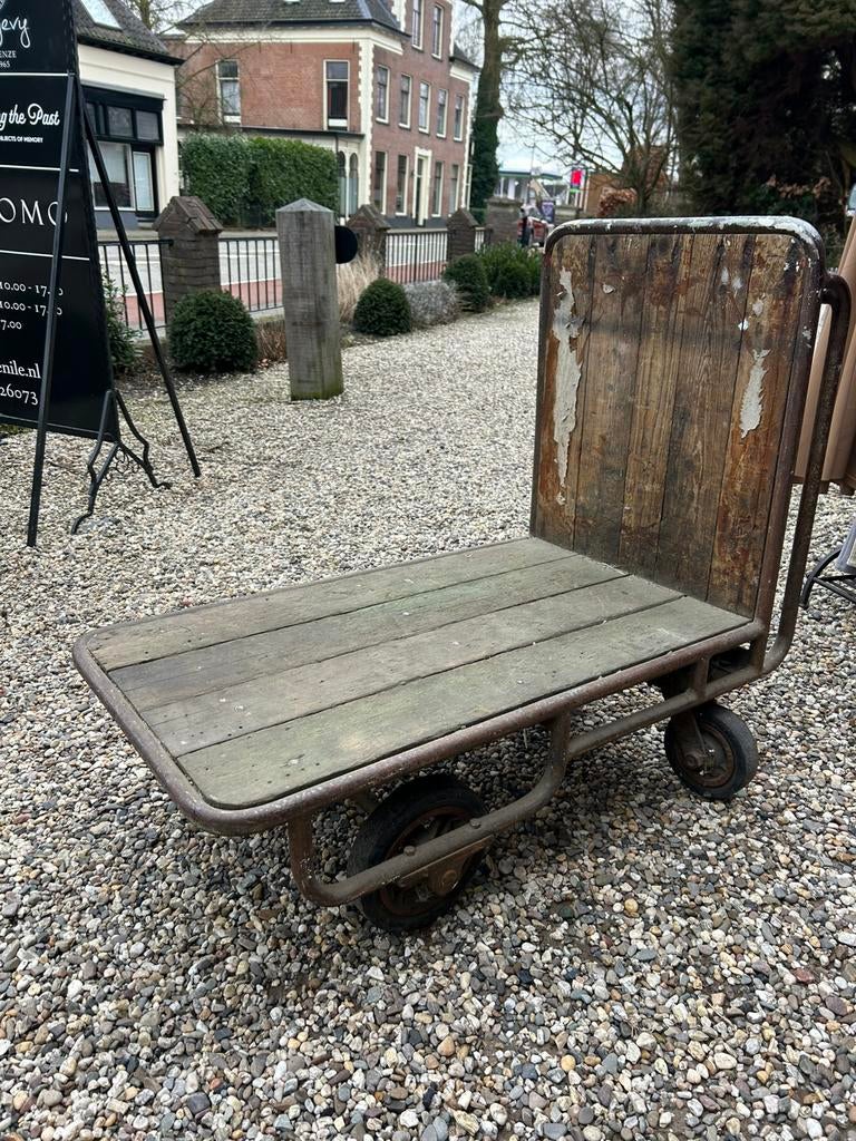 Stoere vintage industriële transportkar / bagagewagen, Ophalen of Verzenden