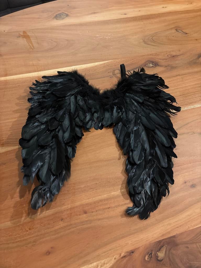 Zwarte engelen vleugels - Kostuum accessoire, Ophalen of Verzenden, Zo goed als nieuw, Jongen of Meisje