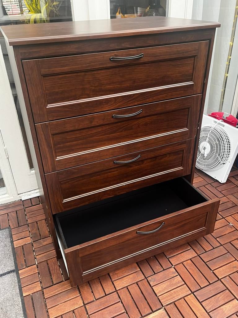 Ikea Songesand ladekast met 4 lades / donkerbruin, Ophalen, 100 tot 150 cm, Overige materialen, 50 tot 100 cm