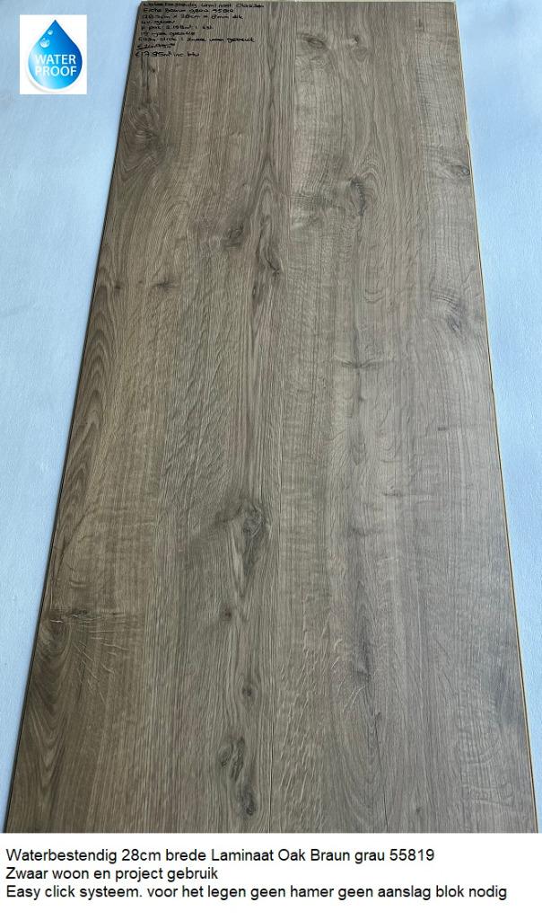 Waterbestendig Laminaat Eiche Broun Grau 55819 28cm breed, Bruin, 75 m² of meer, Nieuw, Ophalen of Verzenden