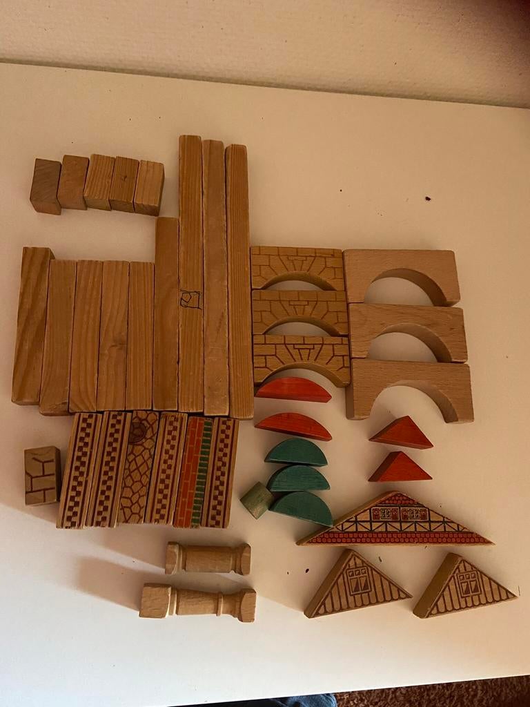 Vintage houten blokken, Kinderen en Baby's, Speelgoed | Houten speelgoed, Ophalen of Verzenden, Gebruikt, Overige typen