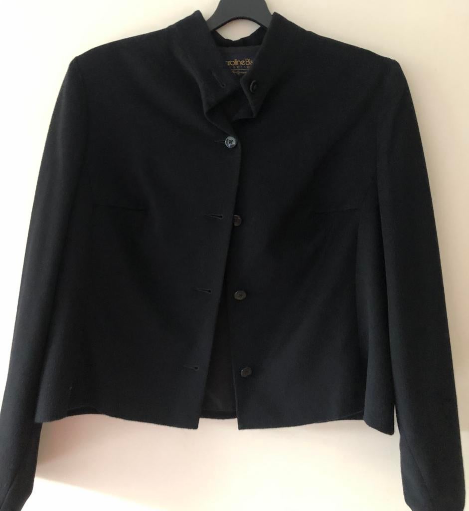 Caroline Biss gevoerd, wollen colbert, zwart, maat 46, Ophalen of Verzenden, Zo goed als nieuw, Maat 46/48 (XL) of groter, Zwart