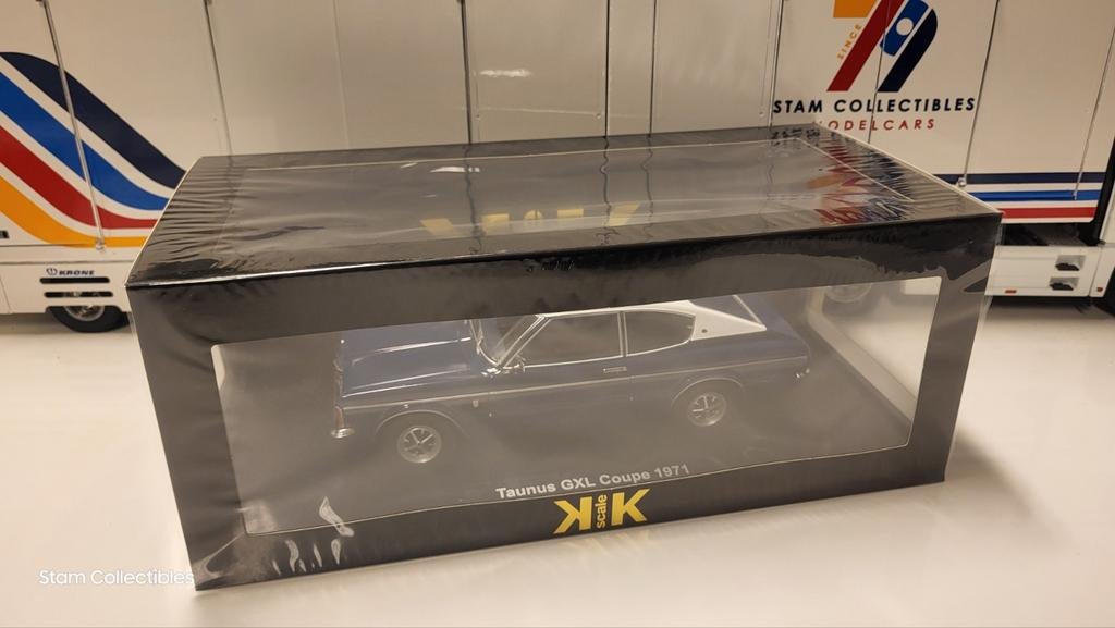 KK Scale Models Ford Taunus GXL Coupe Blue - 1971, Hobby en Vrije tijd, Modelauto's | 1:18, Overige merken, Auto, Nieuw, Ophalen of Verzenden