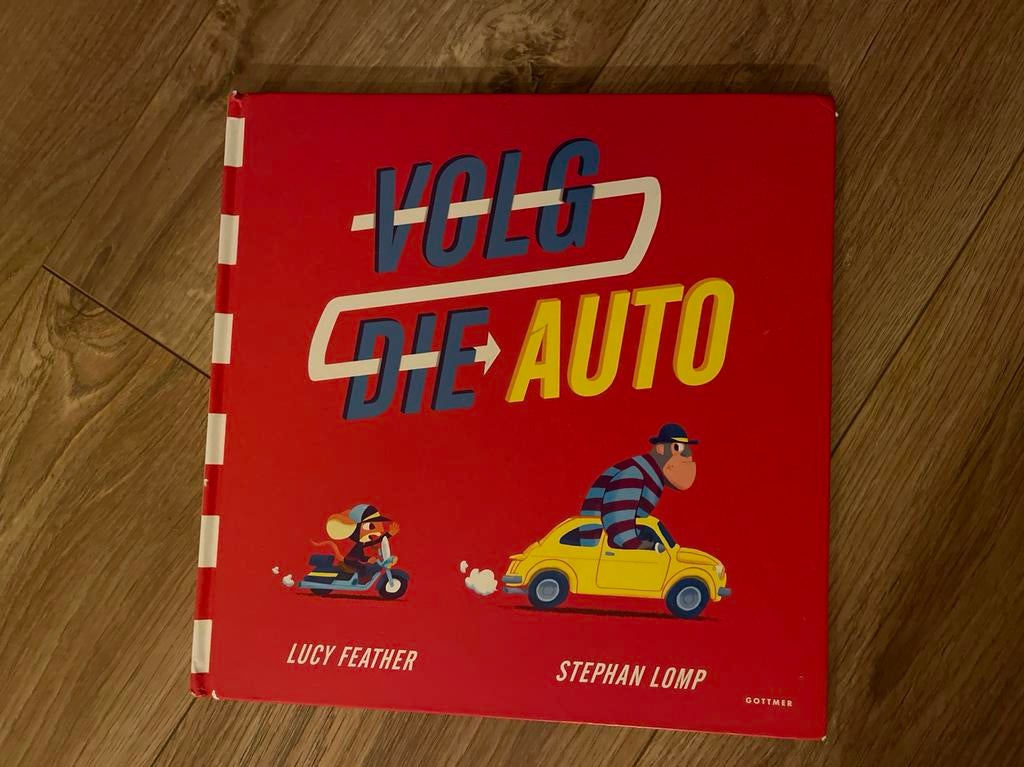 Volg die auto! - Lucy Feather & Stephan Lomps zoekboek, Ophalen, Zo goed als nieuw, Uitklap-, Voel- of Ontdekboek, 2 tot 3 jaar
