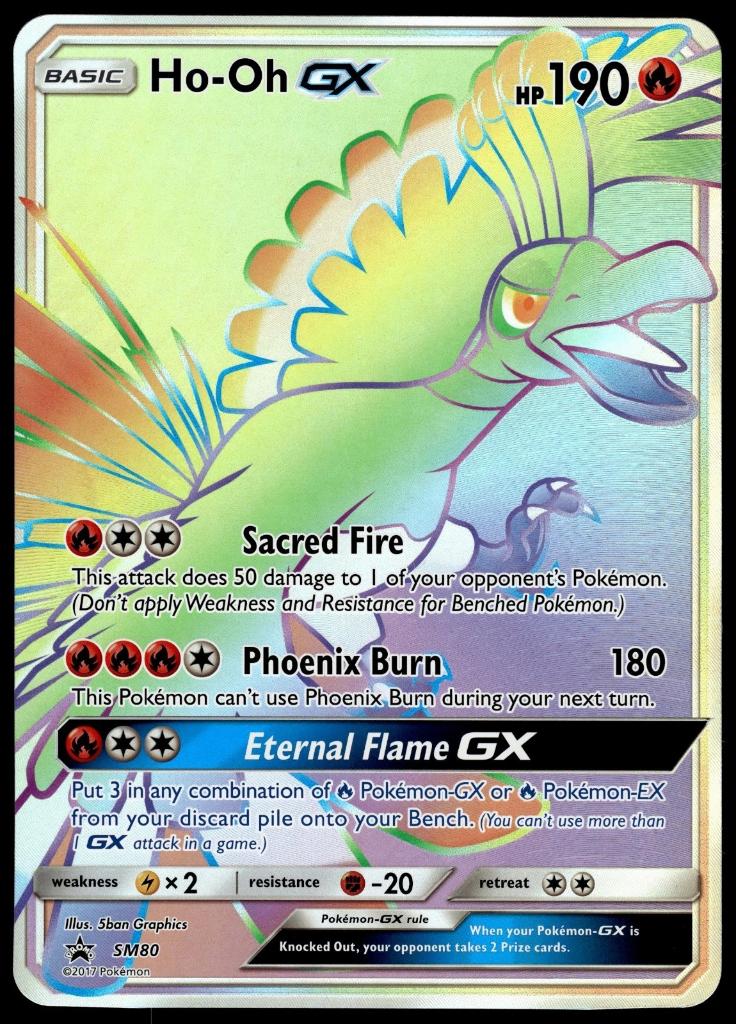 Ho-oh gx sm80 english holo card. Jumbo oversized promo., Ophalen of Verzenden, Zo goed als nieuw, Losse kaart, Foil