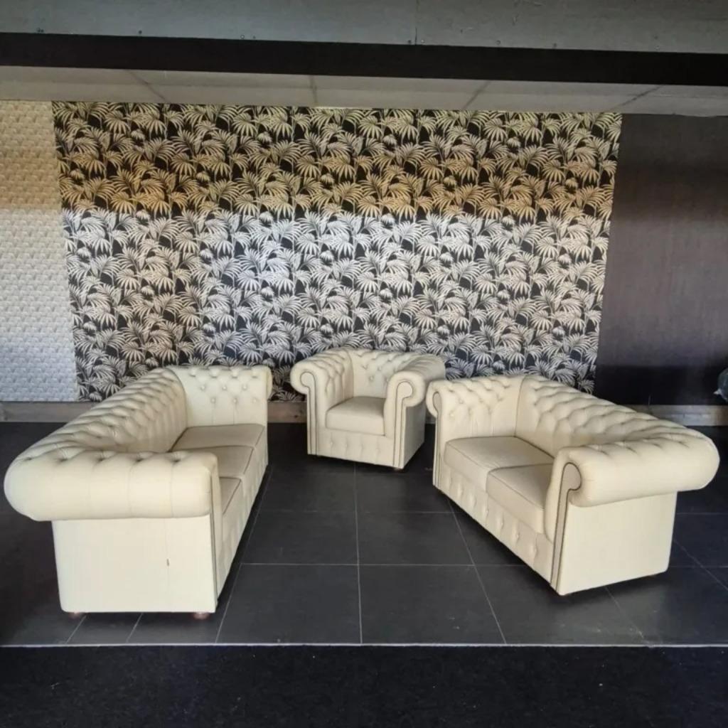 Chesterfield Bankstel 3-2-1 Leder Div.Modellen en kleuren, Huis en Inrichting, Ophalen, Chesterfield, Nieuw, 75 tot 100 cm