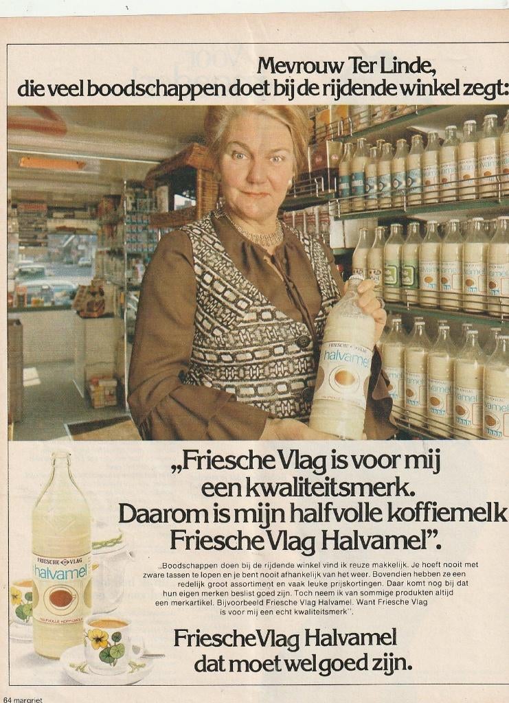 Retro reclame 1977 Friesche Vlag koffiemelk in SRV wagen, Verzamelen, Retro, Overige typen, Ophalen of Verzenden