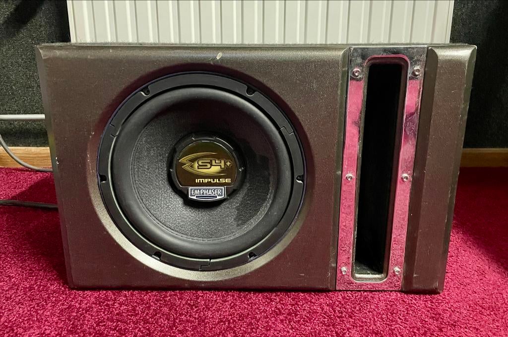 Emphaser S4+ Impulse 10” Subwoofer houten behuizing gepoort, Auto diversen, Autospeakers, Ophalen of Verzenden, Zo goed als nieuw