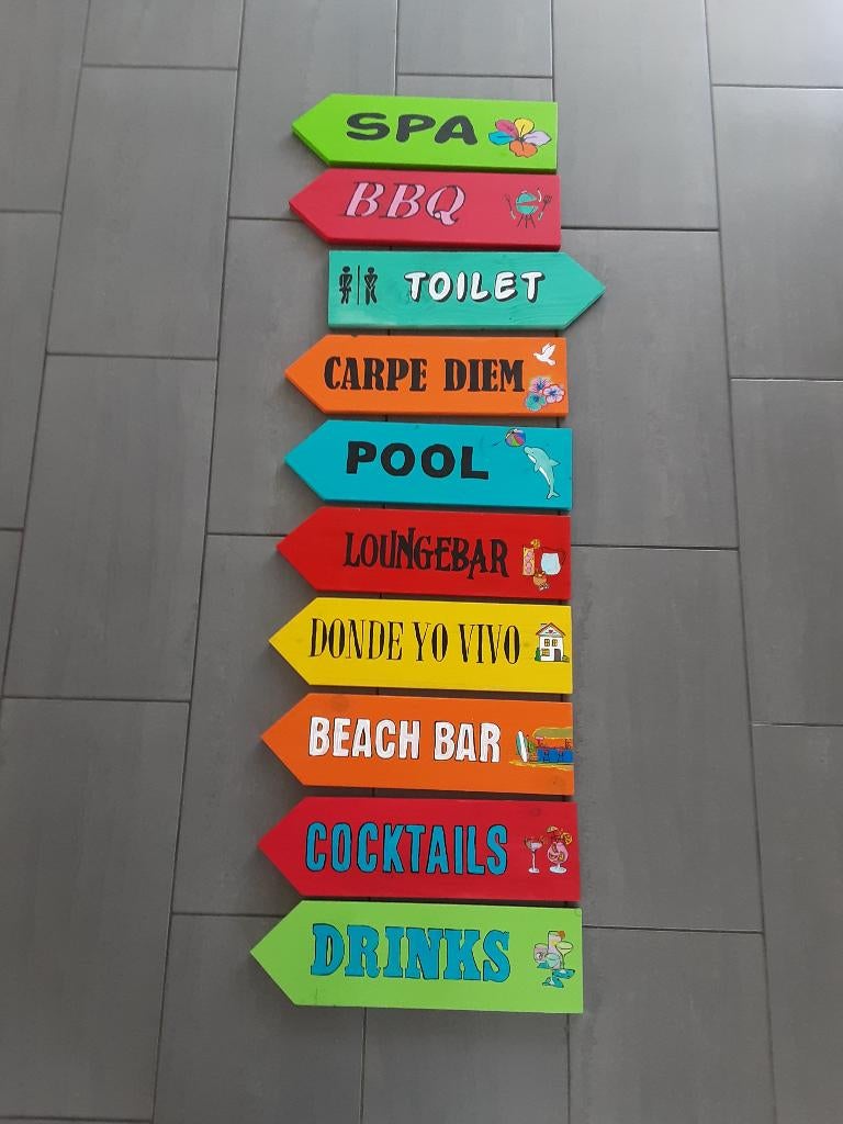 Bedrijfs Events  Ibiza stijl houten wegwijzer borden /pijlen, RW Houtidee, Houten Unieke Op maat gemaakt Huis Tuin Cadeau Artikelen
