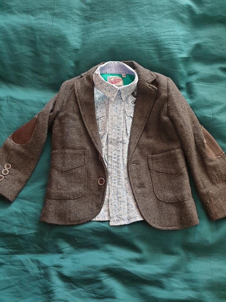 Blazer en blouse 92 98 104, Ophalen of Verzenden, Zo goed als nieuw, Jongen, Overhemd of Blouse