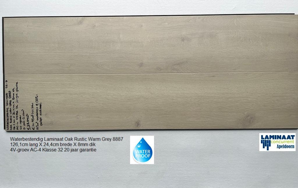 103m2 Waterbestendig Laminaat Oak Rustiek Grey 42pak = €1325, Waterbestendig laminaat Extra brede plank, 75 m² of meer, Nieuw