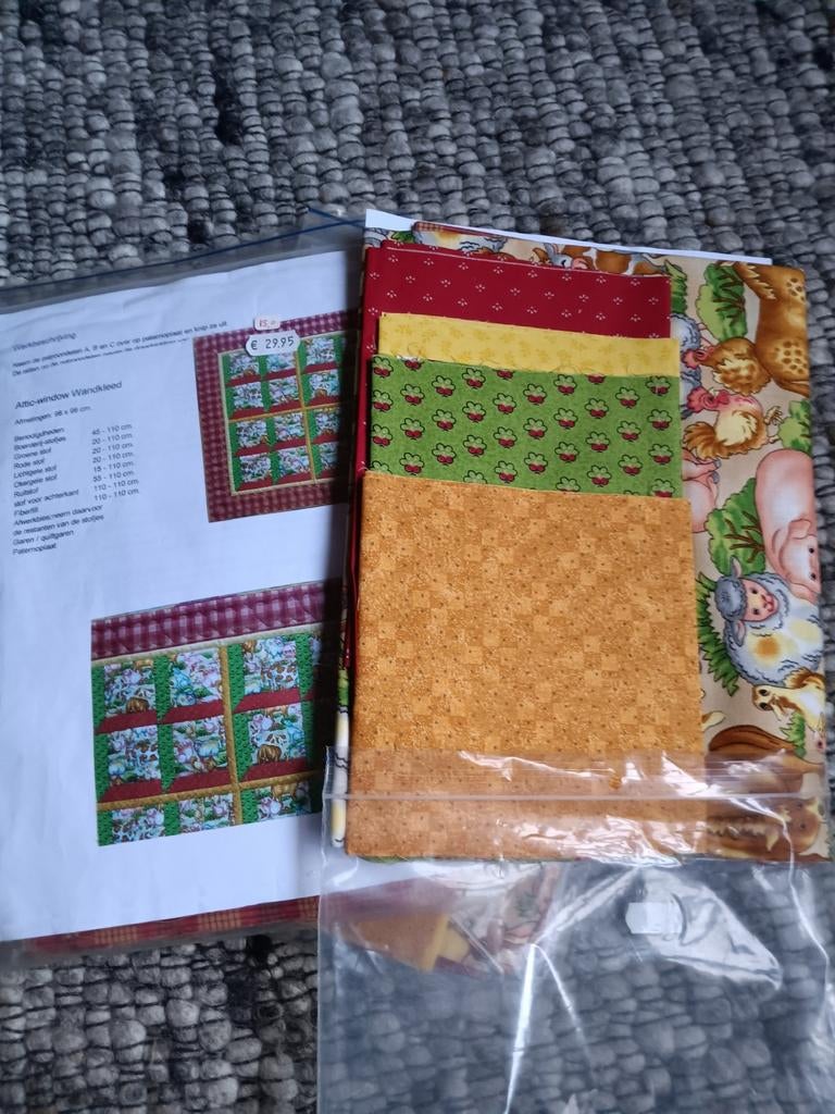 Wandkleed patchwork stoffen pakket, Hobby en Vrije tijd, Stoffen en Lappen, Zo goed als nieuw, Katoen, 30 tot 120 cm, 30 tot 200 cm