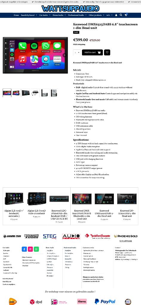 Kenwood DMX6523DABS 6.8″ touchscreen 1-din Autoradio, Auto diversen, Autoradio's, ., Nieuw, Ophalen of Verzenden, .