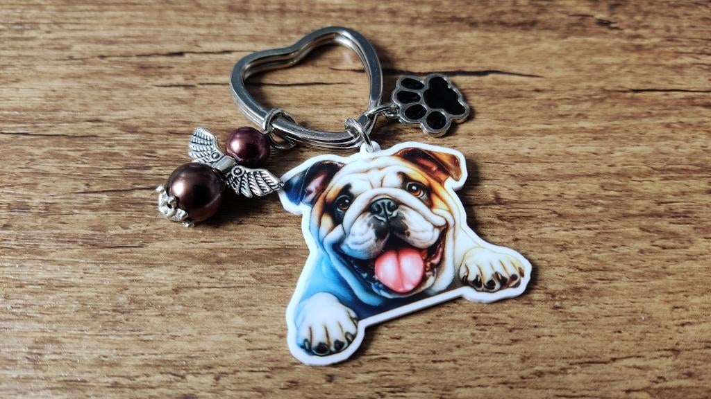 Tashanger Sleutelhanger Engelse bulldog met guardian angel, Verzenden, Nieuw