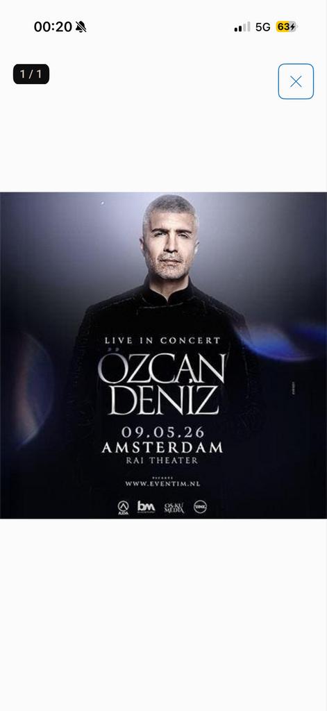 Ozcan Deniz Kaartje 9 mei, Tickets en Kaartjes, Concerten | Overige, Eén persoon, Mei