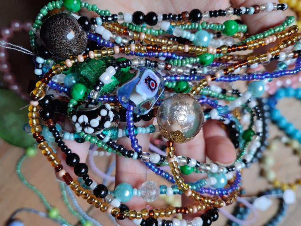 Grote Partij Handgemaakte Sieraden Glaskralen Boho Vintage, Sieraden, Tassen en Uiterlijk, Kettingen, Gebruikt, Overige materialen