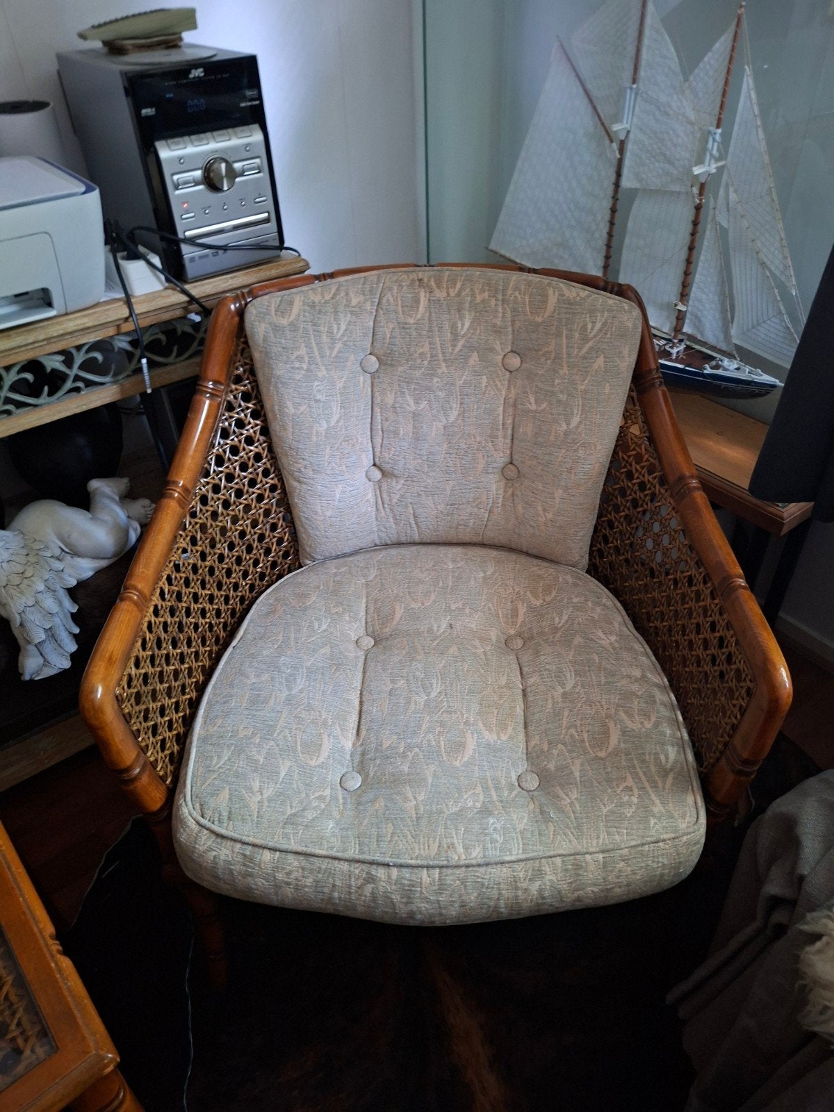Vintage rotan fauteuil en bijzettafel set, Ophalen
