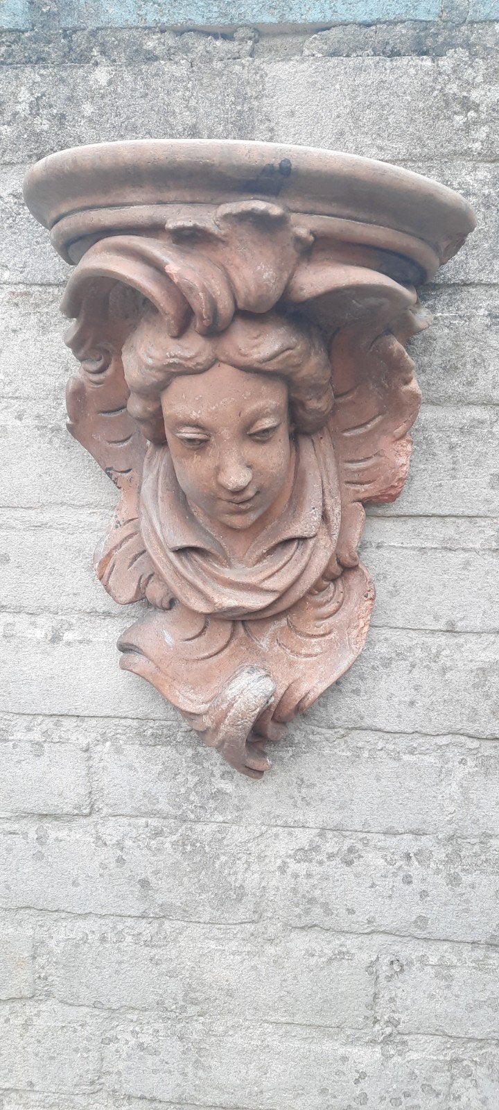 Antieke  muurconsole met engel, Tuin en Terras, Ophalen