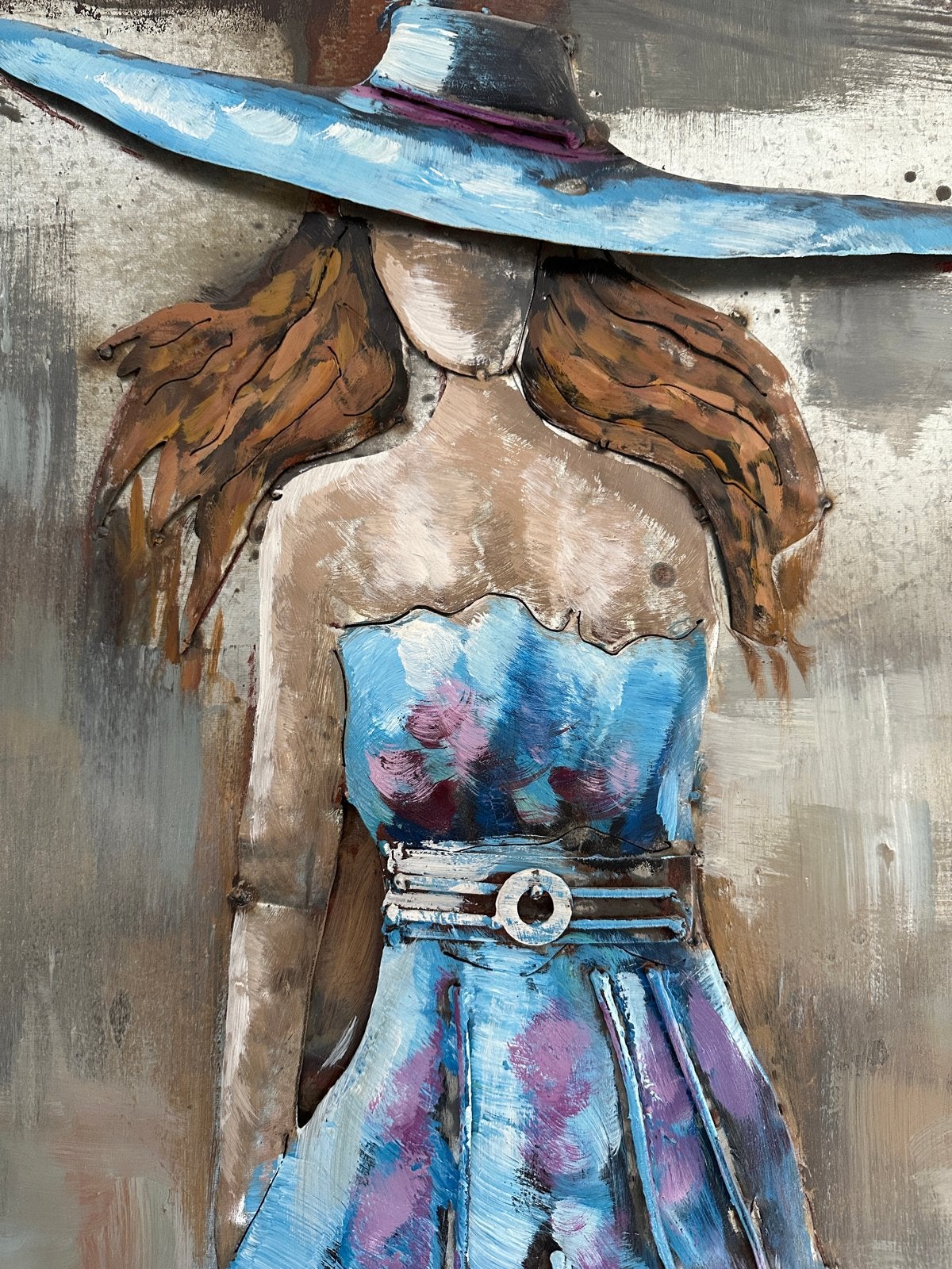 2x Metalen schilderij 140x70cm - Stadsgezicht en Vrouw, Ophalen, 3D-effect, Gemengde techniek, Stadsgezicht