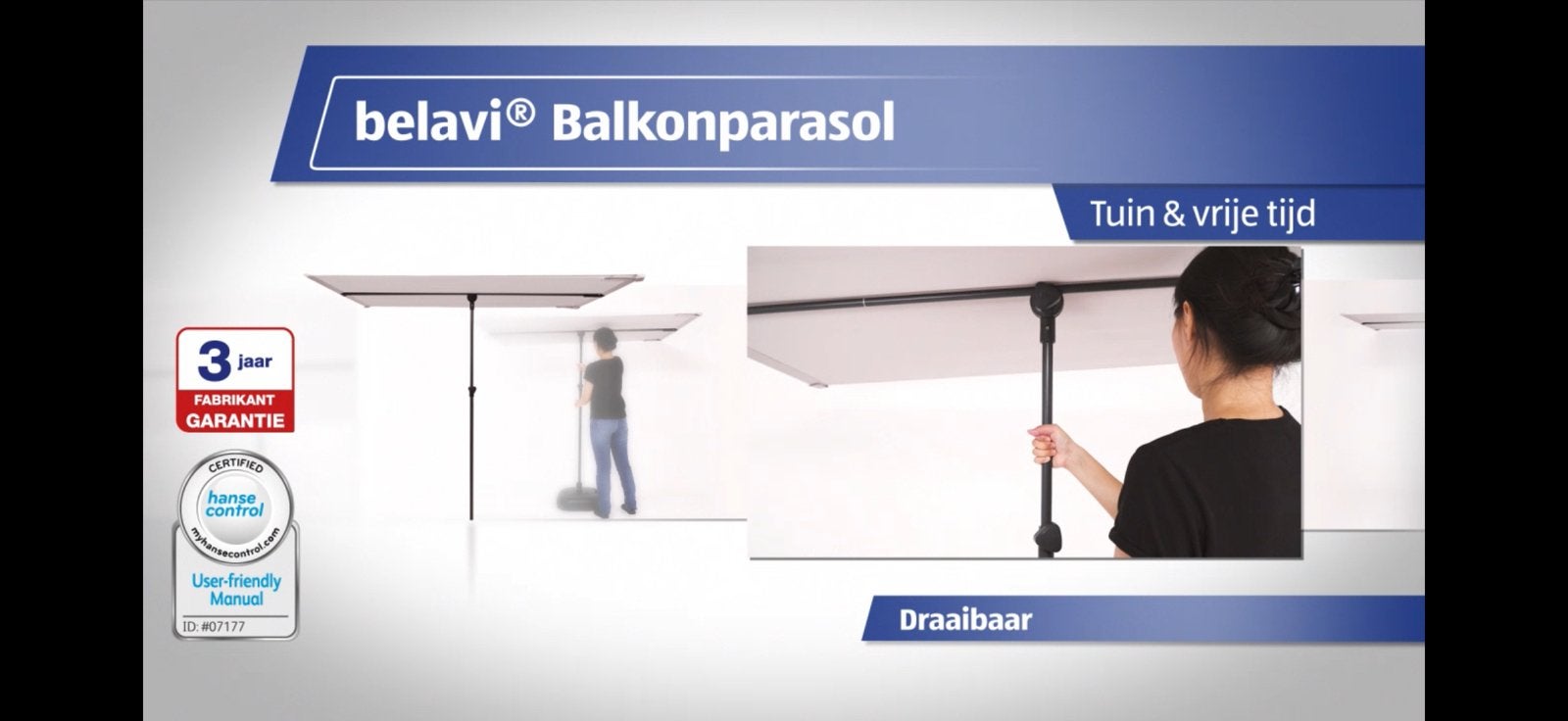 Belavi Balkonparasol - Nieuwstaat, Ophalen, Muurparasol, Verstelbaar, Zo goed als nieuw