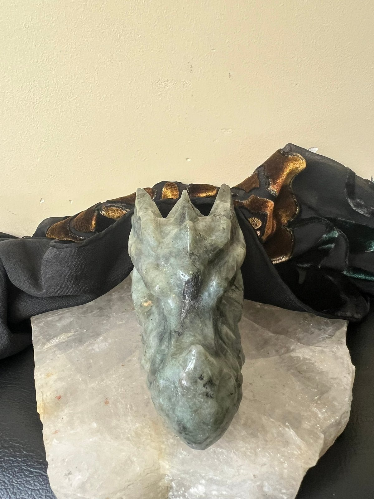 Labradoriet draak schedel skull 525 gr beschermt powerful, 51jm, Magnolia11, Nieuw, Ophalen of Verzenden