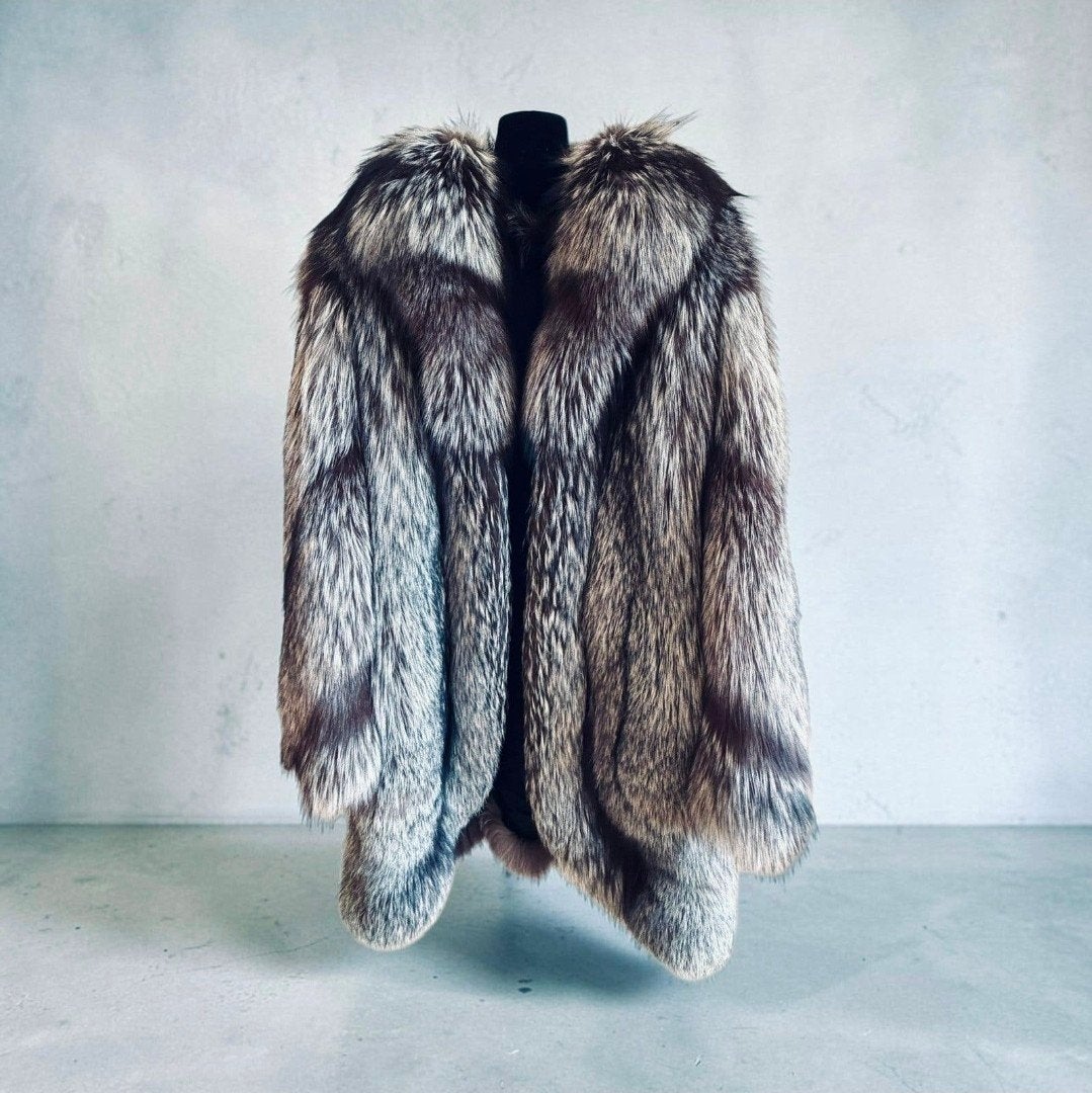 Prachtige zilvervos bontjas - Maat L, Kleding | Dames, Maat 42/44 (L), Ophalen of Verzenden, Grijs, Onbekend
