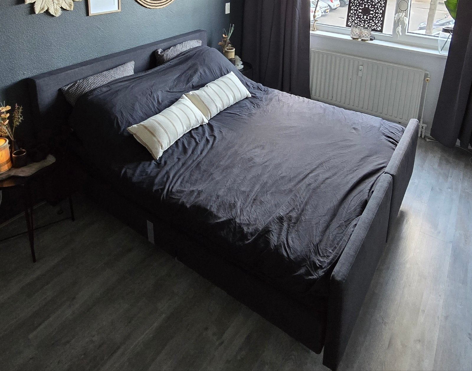 Boxspring met verstelbare lattenbodems, Ophalen, Tweepersoons, 200 cm, 160 cm