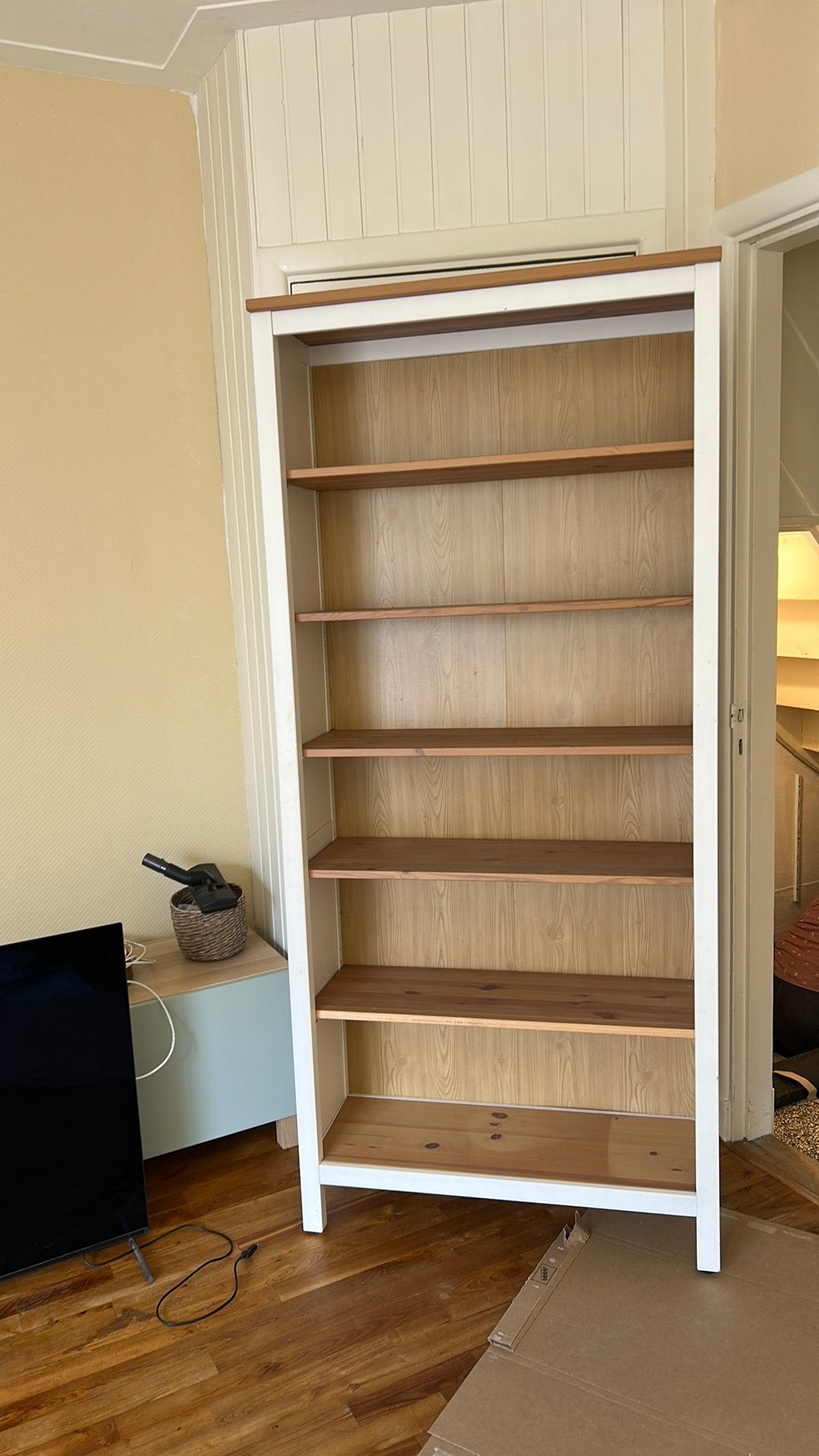 HEMNES open kast IKEA wit/hout, Huis en Inrichting, Ophalen, Gebruikt, 50 tot 100 cm, 150 tot 200 cm