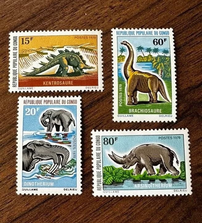 Congo Brazzaville 1970 - Prehistorische Dieren (Ongebruikt), Ophalen of Verzenden, Overige landen