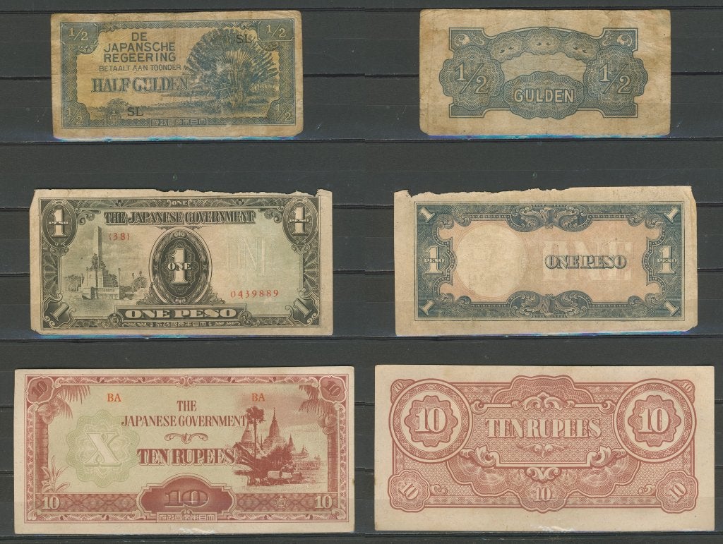 Ned Indie 3x Japanse Gouvernment 1942 WO2 Biljet c-161 jdu, Postzegels en Munten, Bankbiljetten | Nederland, Ophalen of Verzenden