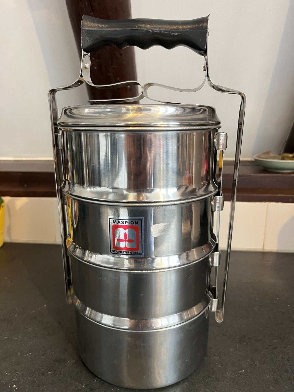Masipon RVS Tiffin Lunchbox - 3-laags, Zilver, Ophalen of Verzenden, Metaal, Overige merken