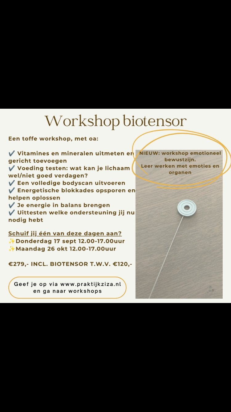 Workshop biotensor - 26 okt 2026 - Blokker - Noord Holland, Ophalen, Zo goed als nieuw, Meerdere media