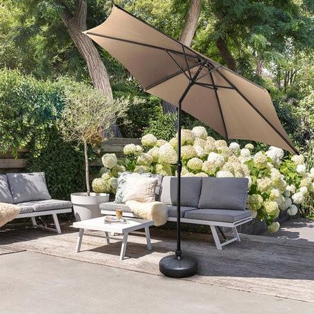 Nieuwe ronde parasol taupe & zwart Ø300 (gratis verzending), Ophalen of Verzenden, Nieuw, 2 tot 3 meter, Kantelbaar