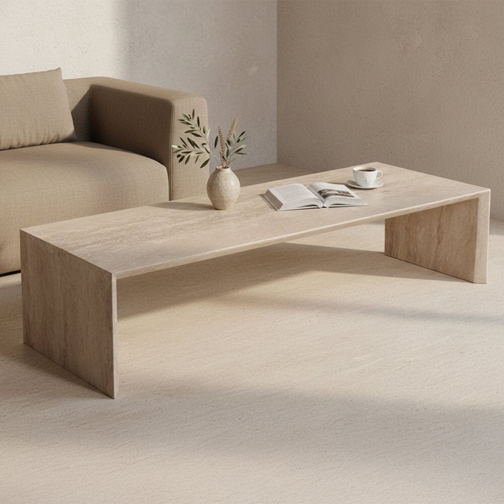 Travertin koffie tafel sleaky, Huis en Inrichting, Ophalen, Overige materialen, Nieuw, 50 tot 100 cm